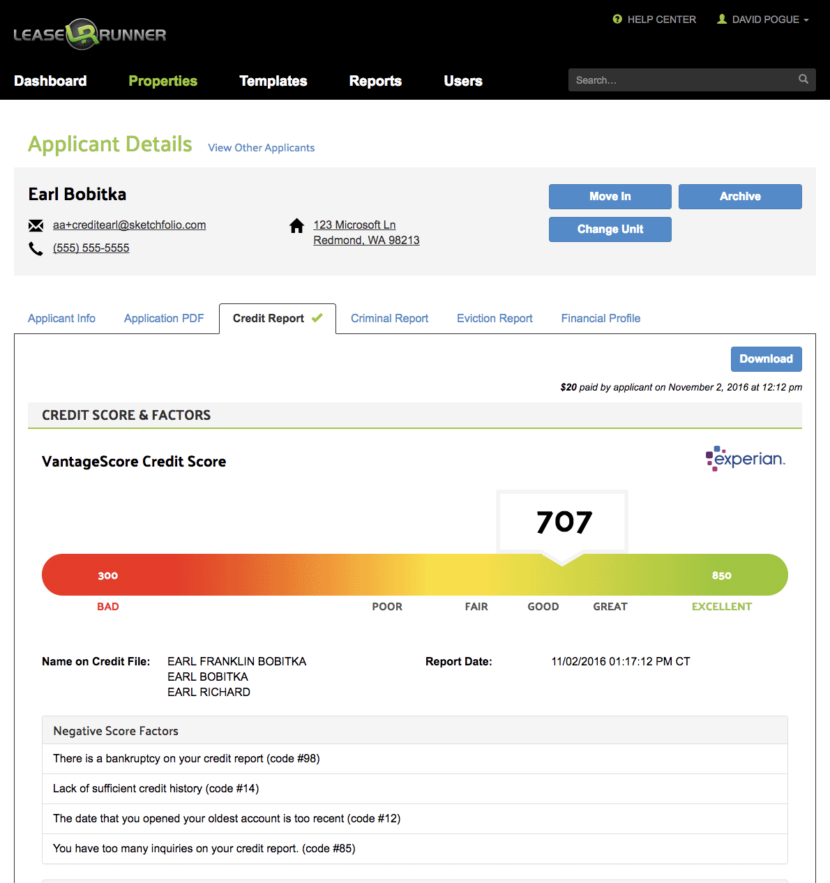 Eviction Check record